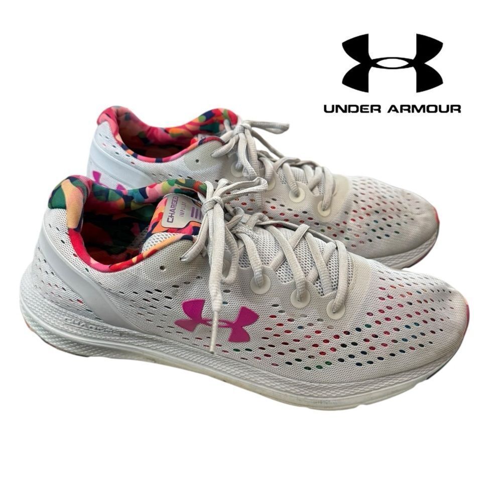 Under Armour Charged Impulse Floral Gray 3024264-100 Running Shoes Sneakers 10